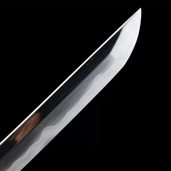 ESPADA SAMURÁI DE ACERO DE DAMASCO HECHA A MANO CON PIEL DE RAYA PERLADA - Imagen 2
